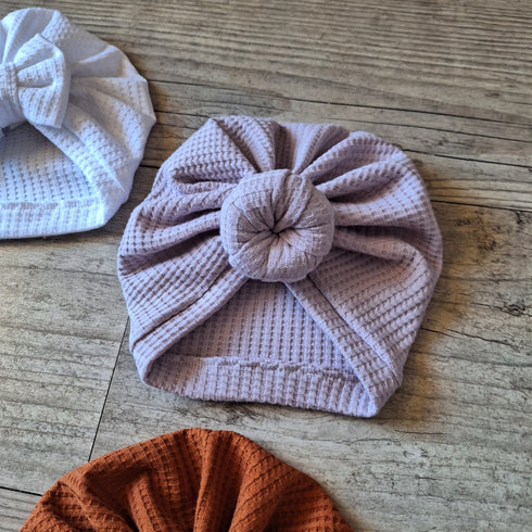 Turban bonnet noeud, buns ou simple en tissu maille gaufré 8 couleurs